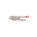 Locking pliers with a red handle on a white background