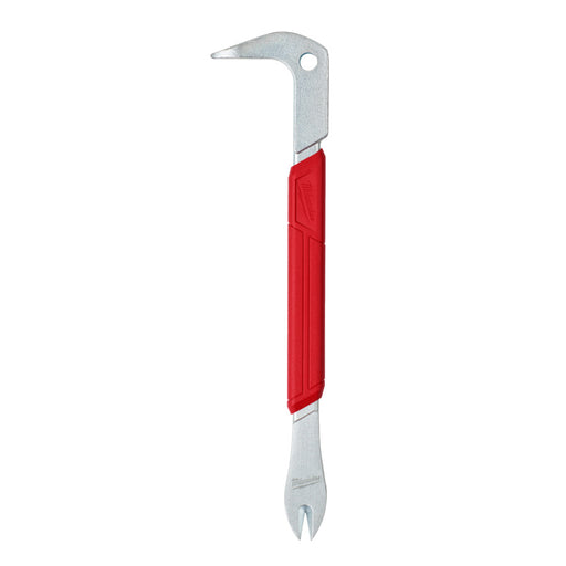 nail puller with red handle and silver tools on a white background
