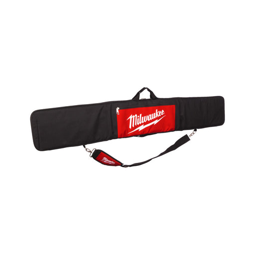 Black tool bag with red Milwaukee logo on a white background