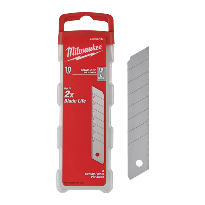 Milwaukee 4932480107 18mm Snap Knife Blades 10 Pack