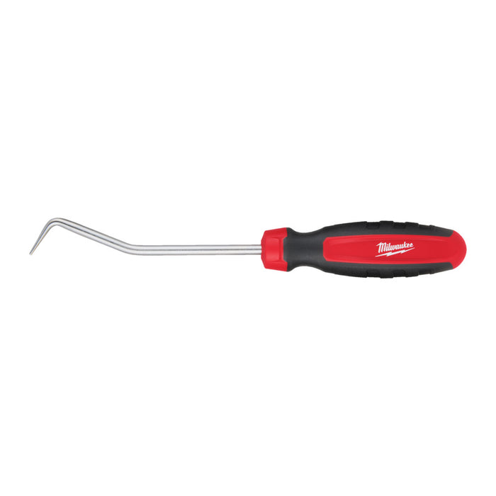 Milwaukee pick tool with red handle on a white background