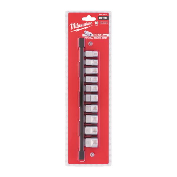 Milwaukee 4932492507 3/8in Drive Metric Chrome Sockets 10 Piece