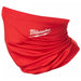 Red neck gaiter with Milwaukee logo on a white background