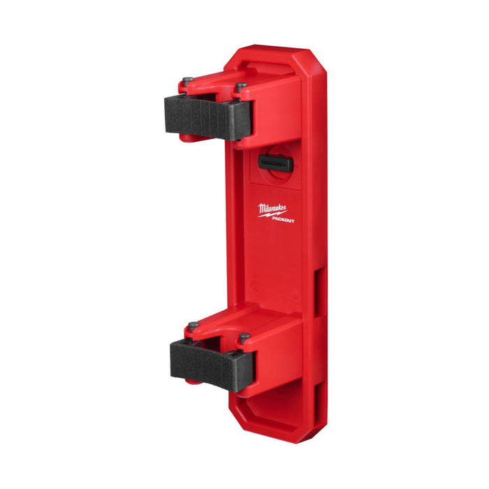Red tool holder with black accents on a white background