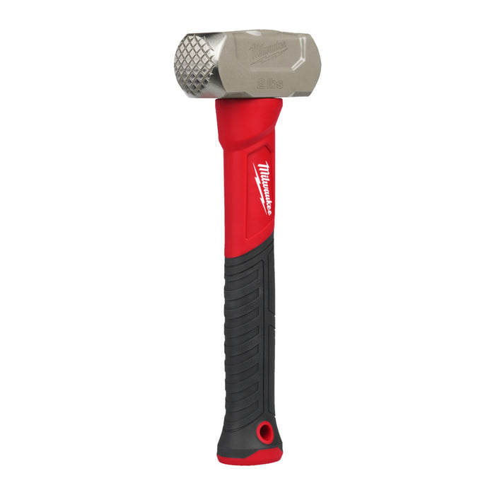Milwaukee hammer with red and black handle on a white background