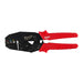 Milwaukee crimping tool with red handles on a white background