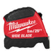 Red and black Milwaukee tape measure on a white background