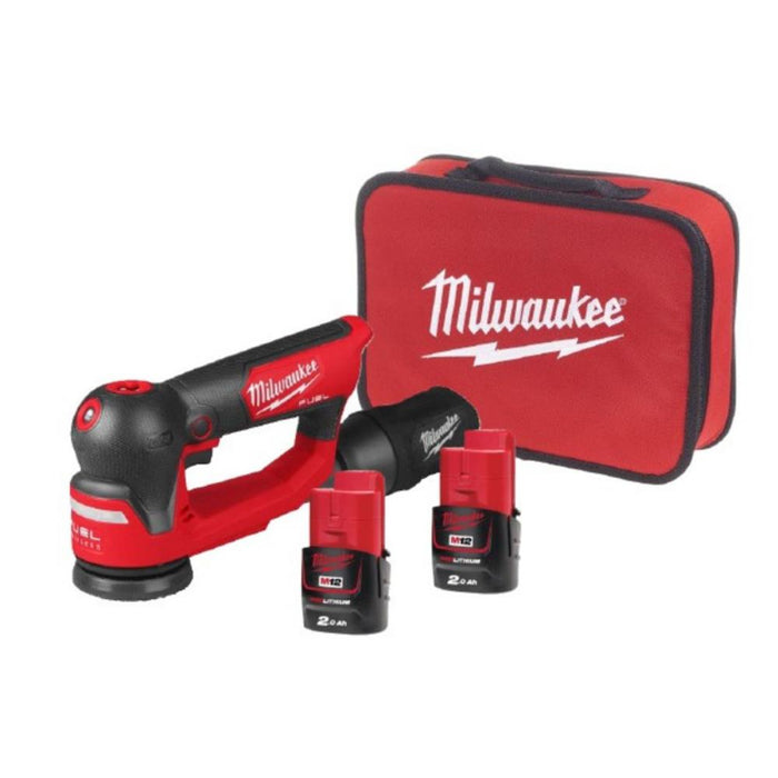 Milwaukee M12FSDR75-202B 12v Fuel 75mm Random Orbital Sander (2X2Ah)