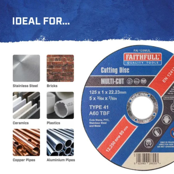 Faithfull 125 x 1mm Multi Purpose Cutting Disc (4 1/2'') (10pk)