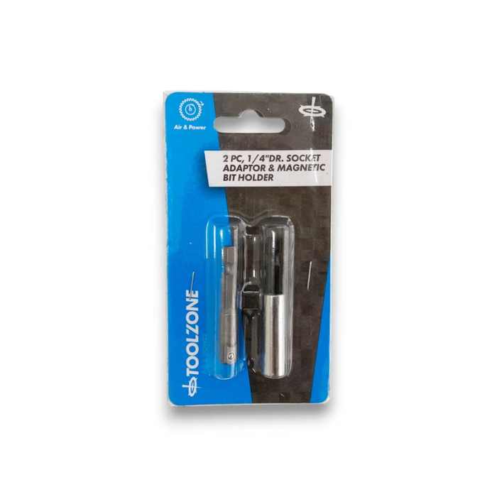 Toolzone 2pc Magnetic Bit Holder & Adaptor
