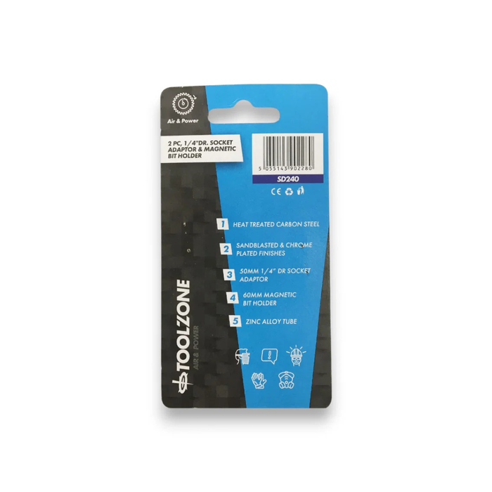 Toolzone 2pc Magnetic Bit Holder & Adaptor
