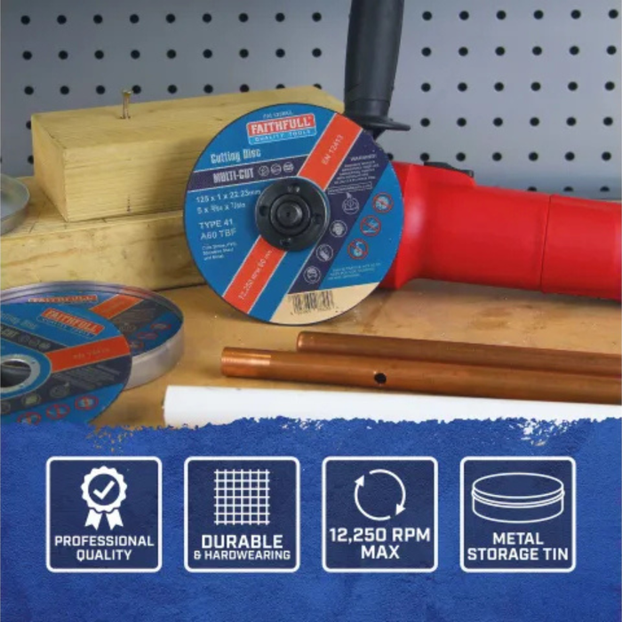 Faithfull 125 x 1mm Multi Purpose Cutting Disc (4 1/2'') (10pk)