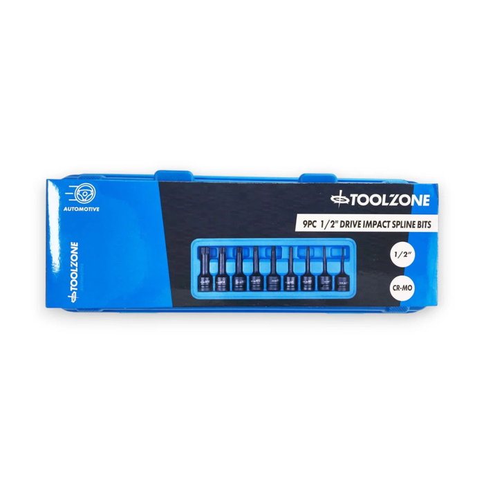 Toolzone 9pc 1/2" Impact Spline Bits M4-M16