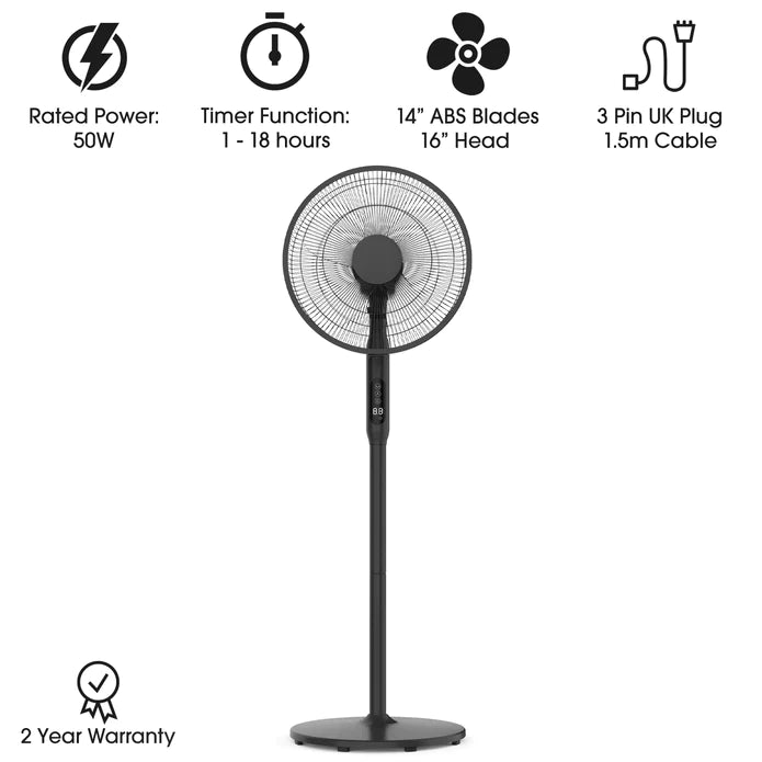 Futura 16'' Oscillating Pedestal Standing Fan(Remote/ Timer)