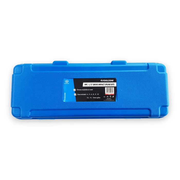 Toolzone 9pc 1/2" Impact Spline Bits M4-M16