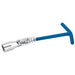 A blue T-handle hex wrench with a chrome socket and a silver tension spring, shown on a plain white background.