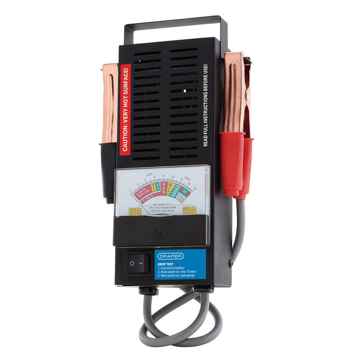 A Draper automotive multimeter hot surface tester with copper test clips and red/black jumper leads, shown on a white background.