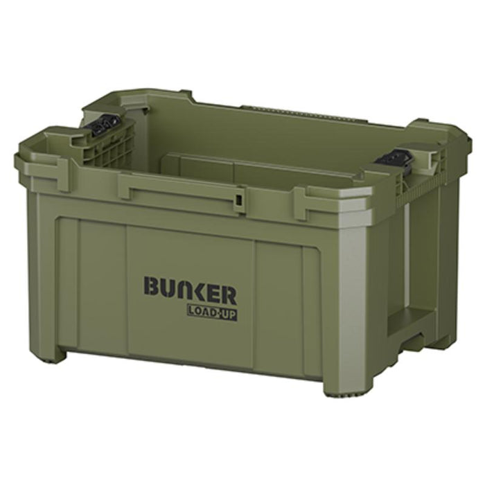 Green storage crate with 'Bunker Load Up' branding on a white background