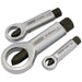 Set of three Draper brand ratcheting ring spanners on a white background