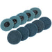 set of 5 blue polycarbide abrasive pads on a white background