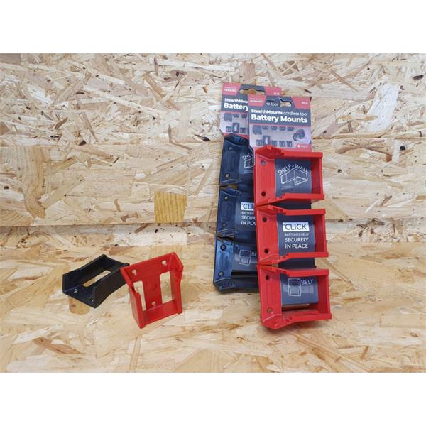 Stealth Mounts Milwaukee 18v Battery Mounts (6 Pack) BM-MW18-BLK-6