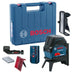 Bosch laser measurement tool set with blue carrying case on a white background