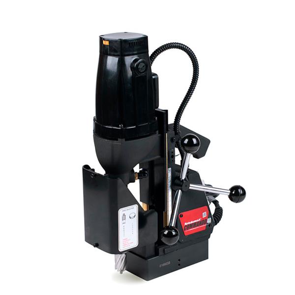 Black magnetic drill with a white background
