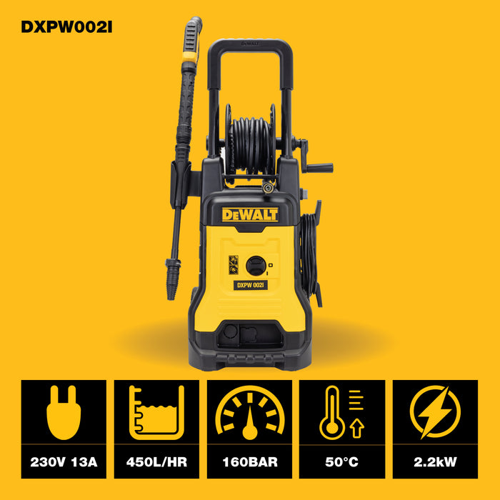 DeWalt DXPW002I 160bar 450L/hr 2.2kW High Pressure Washer with Hose Reel