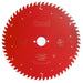 Red circular saw blade with 'freud' branding on a white background