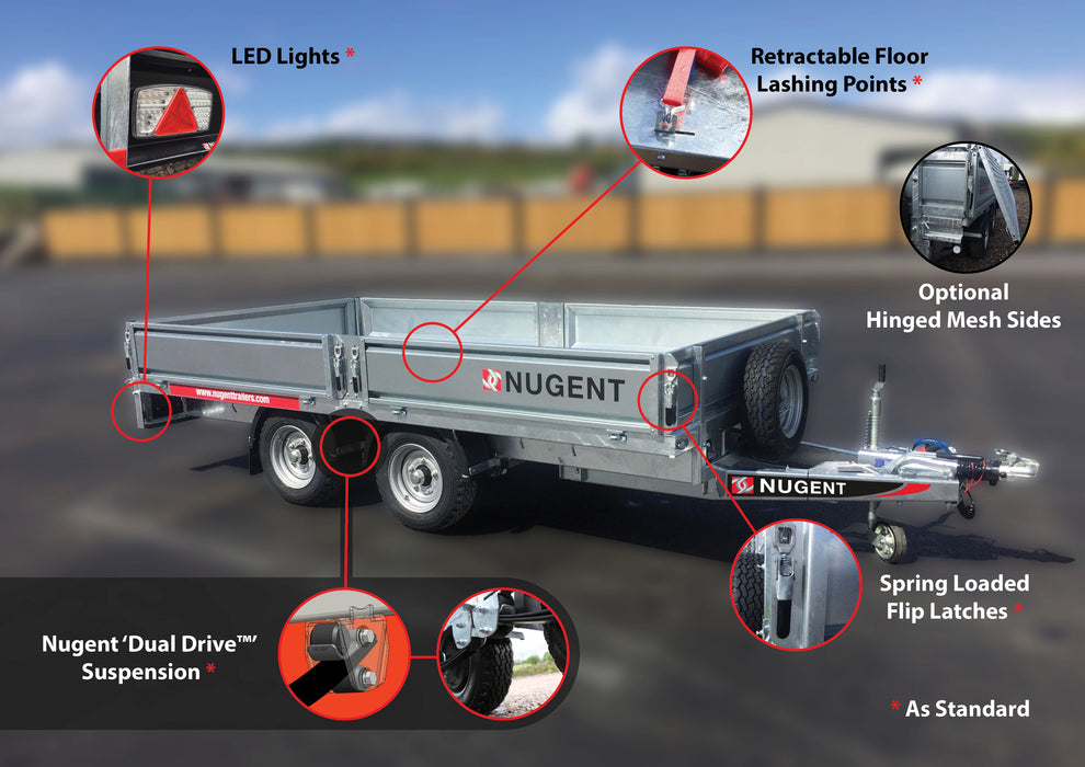 Nugent Flatbed 12ft 2'' x 6ft 7'' Twin Axle c/w Dropsides (3500kg)