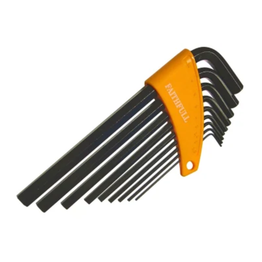 Set of Allen keys with an orange handle on a white background