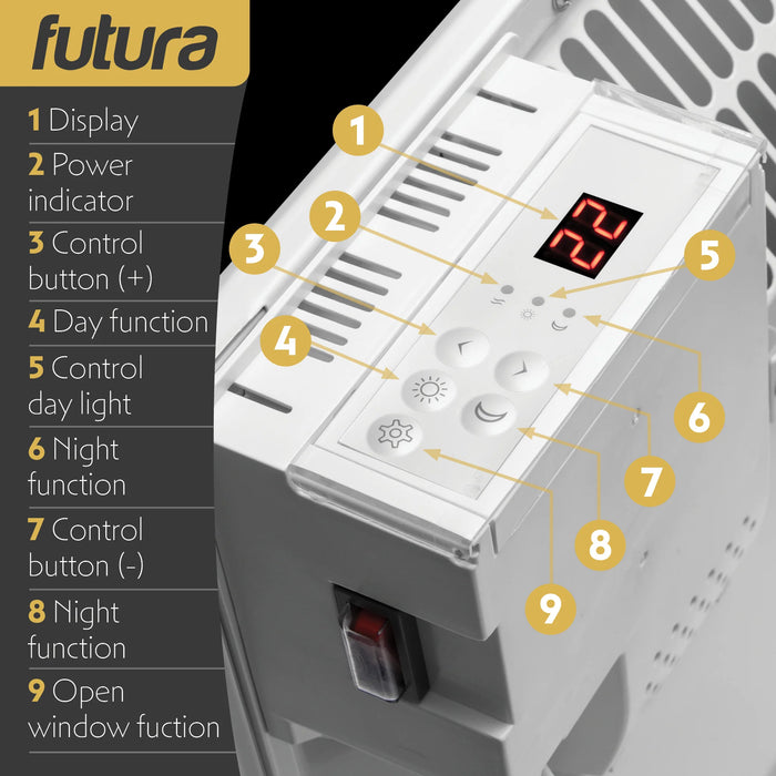 Futura Eco 1000w Electric Panel Heater (Countdown Timer)