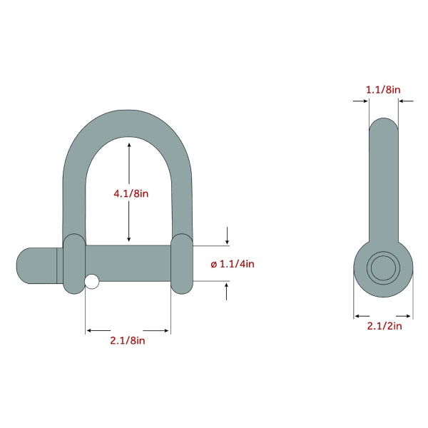 Genfitt 1 1/8'' D Shackle - Pin 1 1/4'' WLL 5 Ton