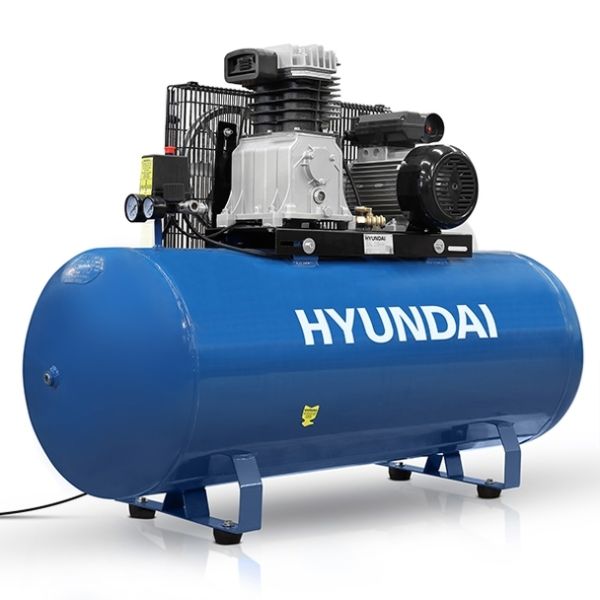 Blue Hyundai air compressor on a white background