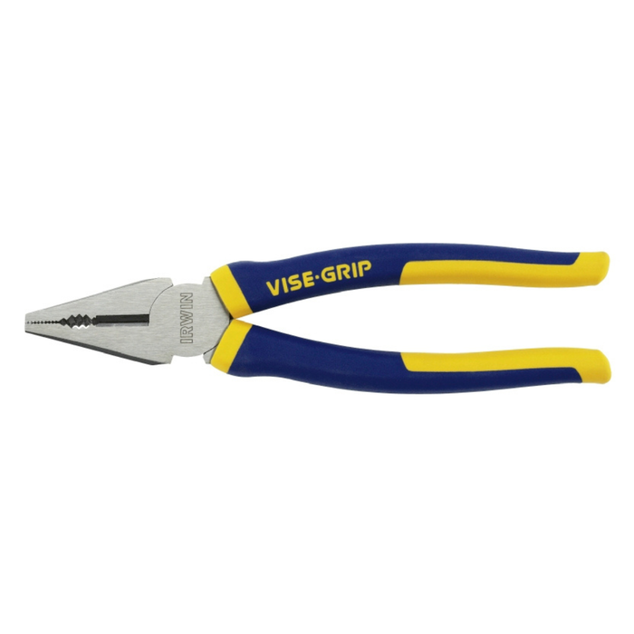 Pair of Vise-Grip pliers with blue and yellow handles on a white background