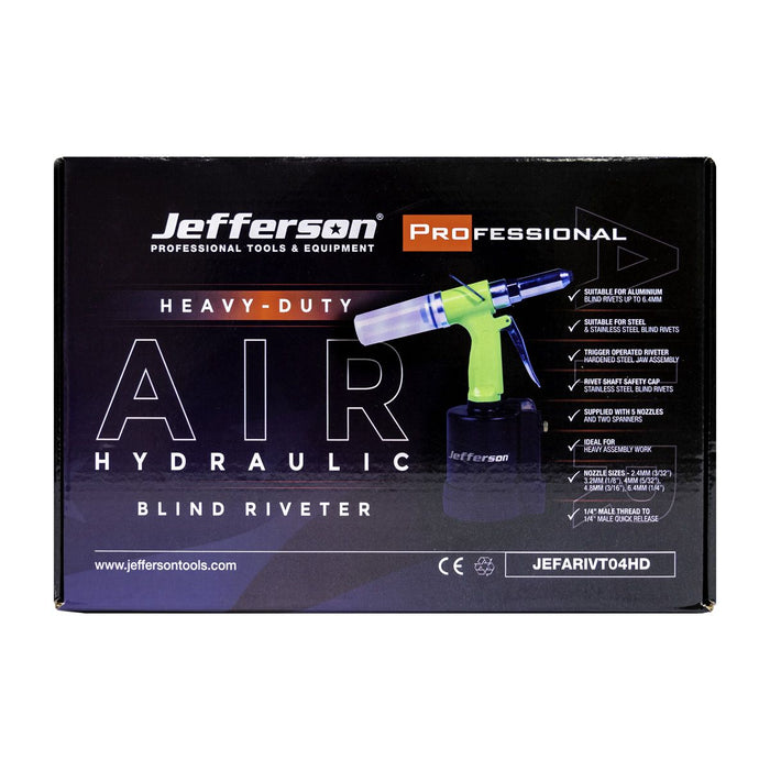 Jefferson 1/4'' Professional Air-Hydraulic Blind Riveter (2.4 - 6.4mm)