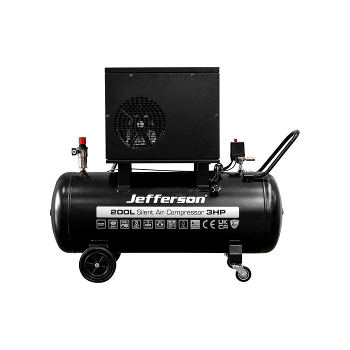 Jefferson 200L 3HP Belt Driven Air Compressor (14.4 CFM) Silent Canopy