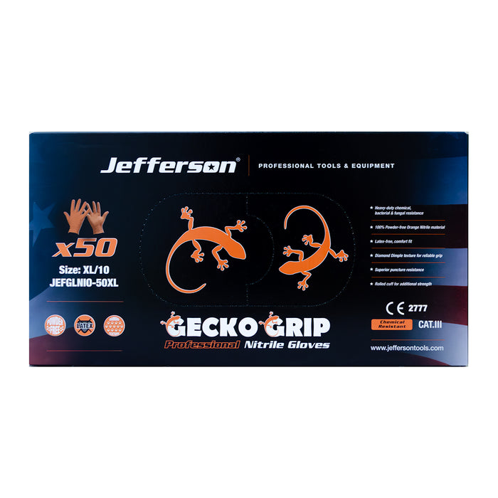 Jefferson Gecko Grip Size 10 Orange Nitrile Gloves (50pk)