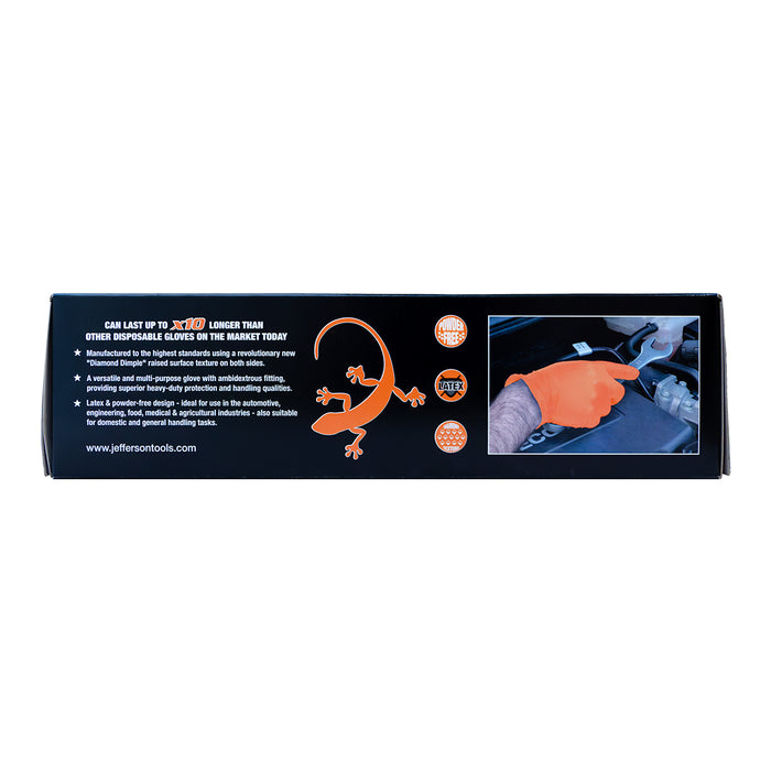 Jefferson Gecko Grip Size 10 Orange Nitrile Gloves (50pk)