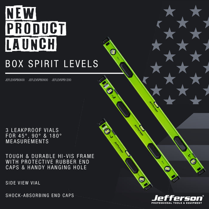 Jefferson 900mm 3 Vial Box Spirit Level