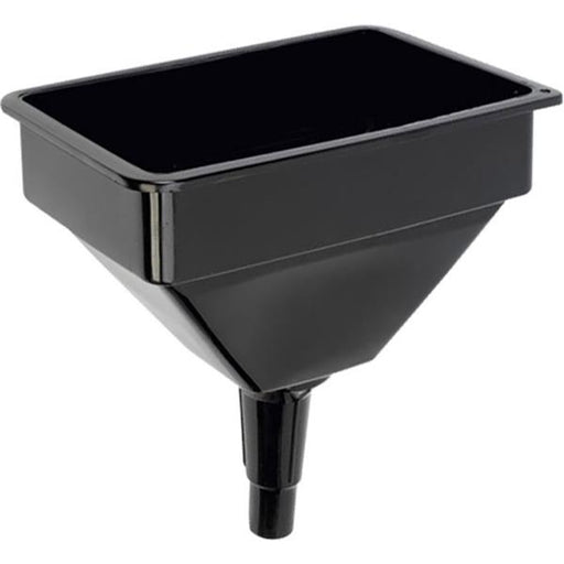 Black plastic tractor funnel on a white background