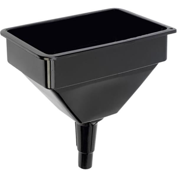 Black plastic tractor funnel on a white background