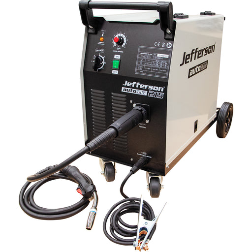 Jefferson mig welding machine with cables on a white background