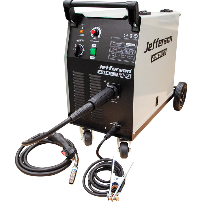 Jefferson mig welding machine with cables on a white background