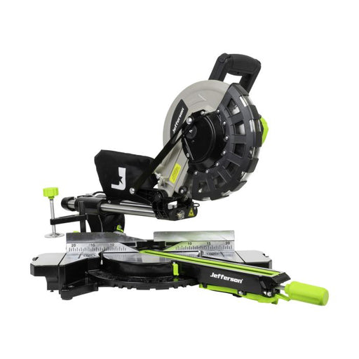 jefferson 10" sliding mitre saw in green and black, on a white background