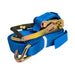 blue 5 ton ratchet strap on a white background