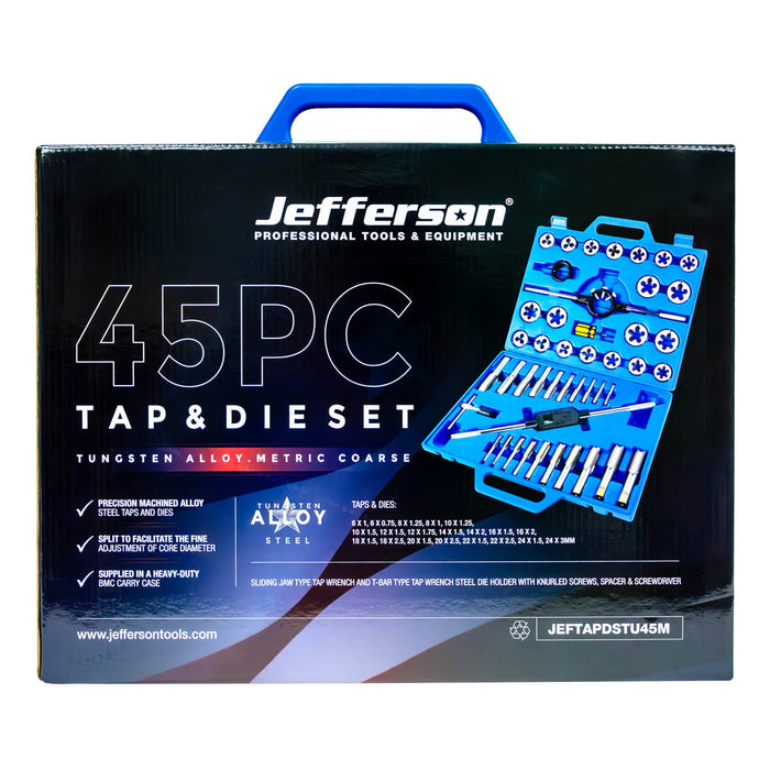 Jefferson 45pc Metric Tap & Die Set (M6 - M24)
