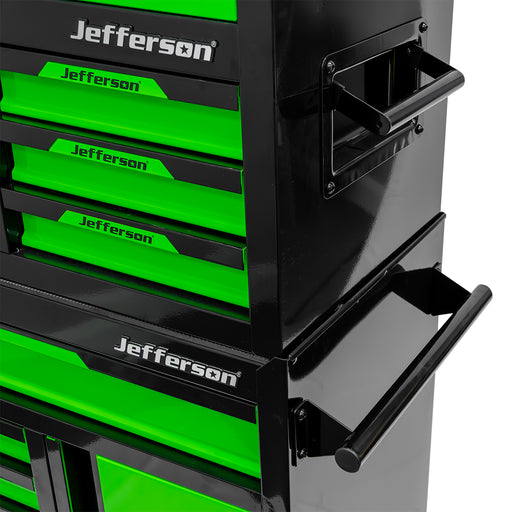 green and black tool chest