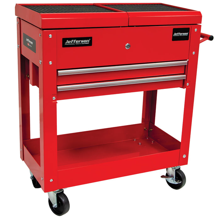 Jefferson Mobile Tool & Parts Trolley with Sliding Lid & Drawers