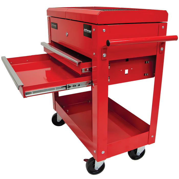 Jefferson Mobile Tool & Parts Trolley with Sliding Lid & Drawers